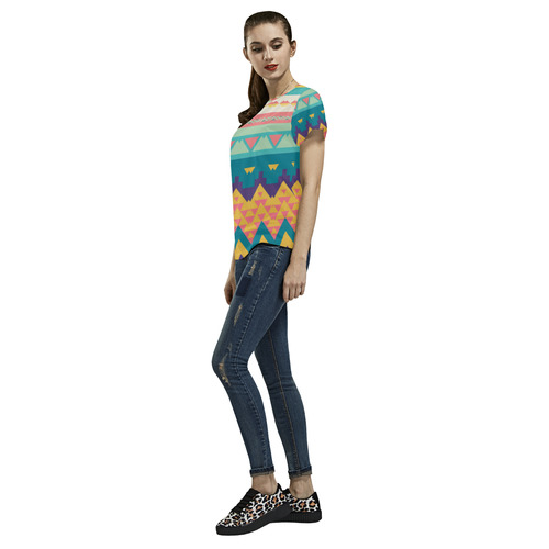 Pastel tribal design All Over Print T-Shirt for Women (USA Size) (Model T40)