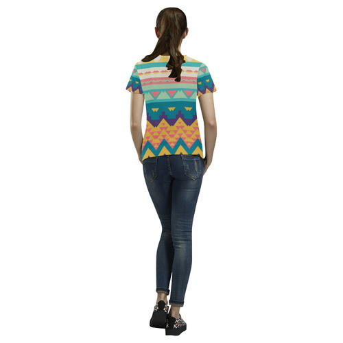 Pastel tribal design All Over Print T-Shirt for Women (USA Size) (Model T40)