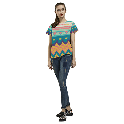 Pastel tribal design All Over Print T-Shirt for Women (USA Size) (Model T40)