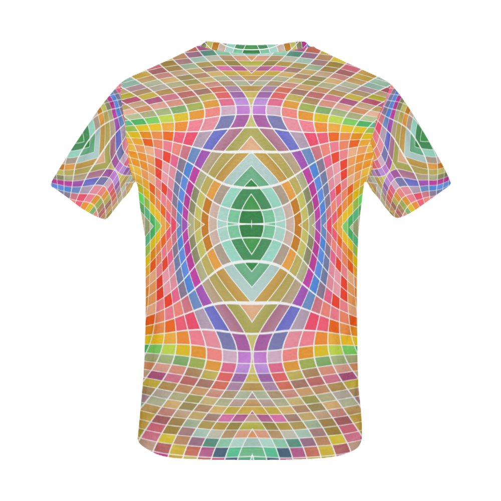 Multicolored Squares Grid Waves - white All Over Print T-Shirt for Men (USA Size) (Model T40)
