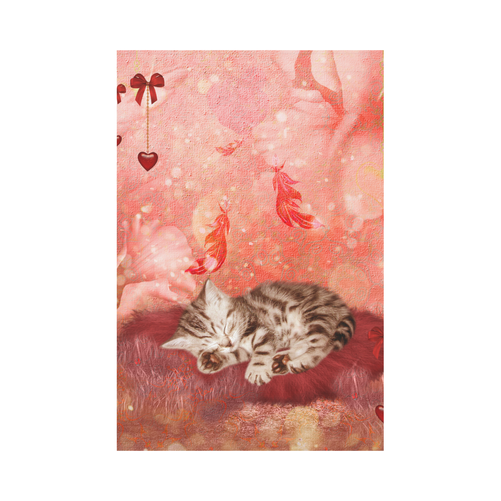 Sweet little sleeping kitten Garden Flag 12‘’x18‘’（Without Flagpole）