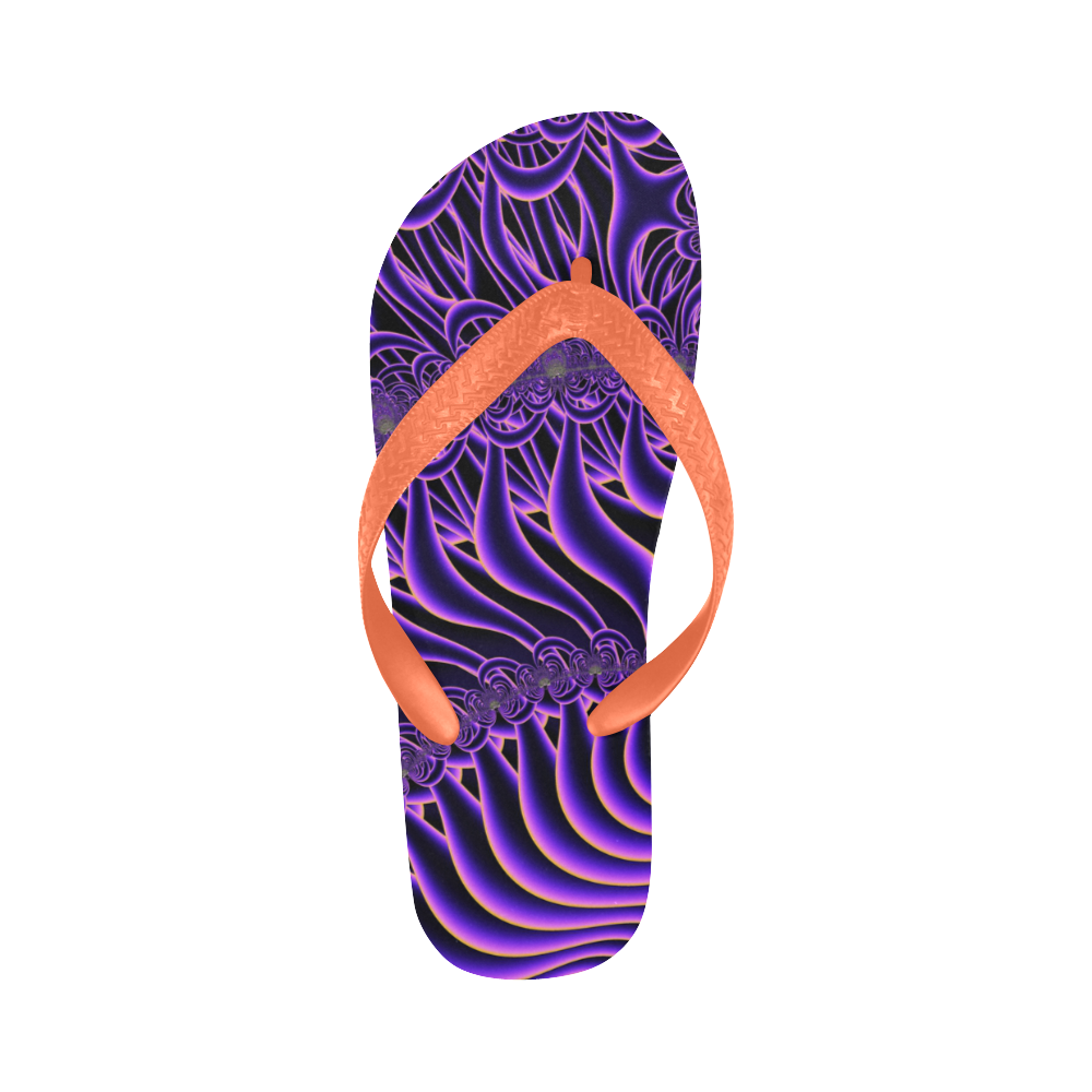 Exquisite Purple Sunset Fractal Abstract Flip Flops for Men/Women (Model 040)
