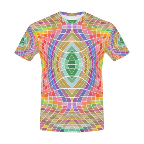 Multicolored Squares Grid Waves - white All Over Print T-Shirt for Men (USA Size) (Model T40)