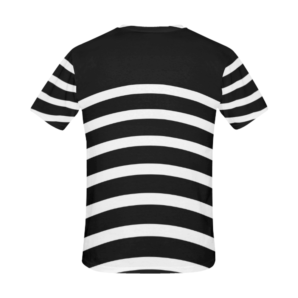 Modern Black Background Arch Stripes Cut All Over Print T-Shirt for Men (USA Size) (Model T40)