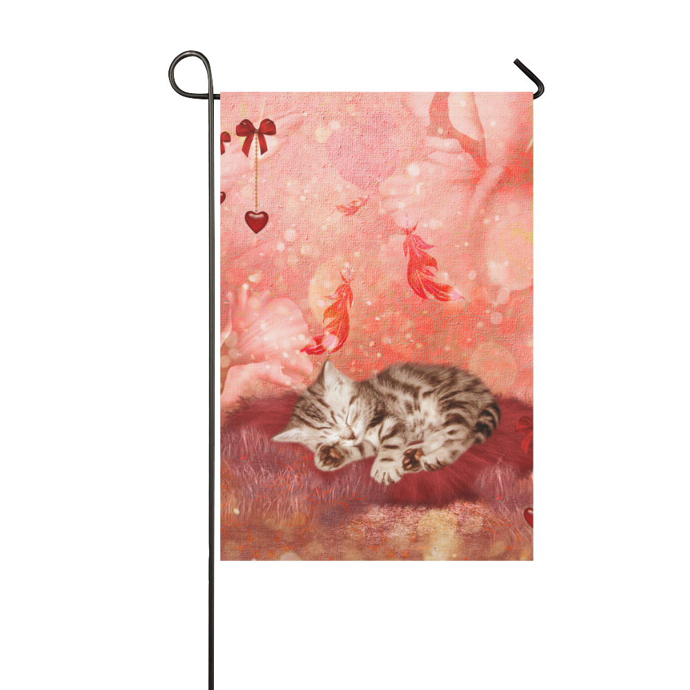 Sweet little sleeping kitten Garden Flag 12‘’x18‘’（Without Flagpole）