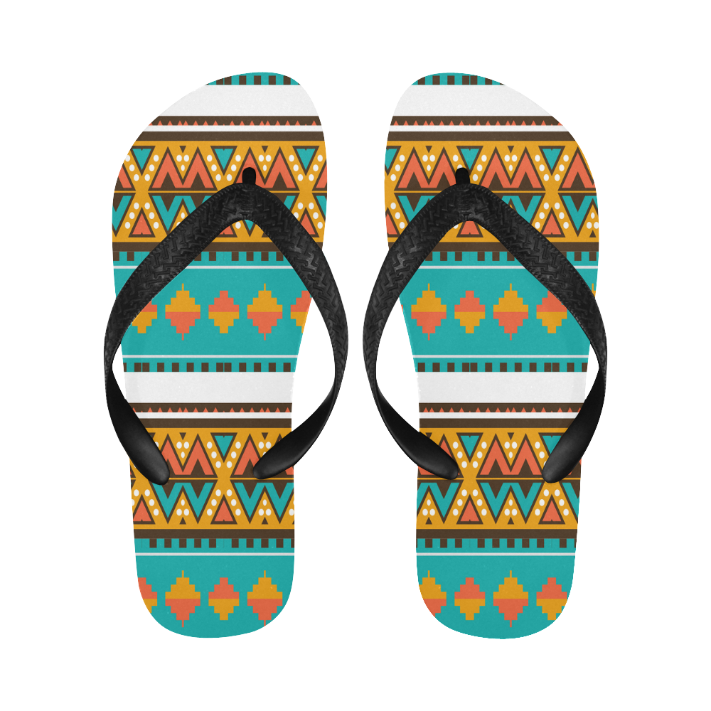 Tribal design in retro colors Flip Flops for Men/Women (Model 040)