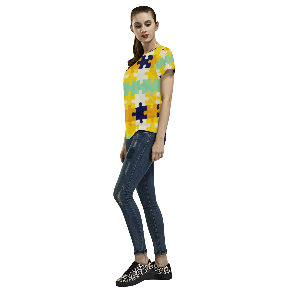 Puzzle pieces All Over Print T-Shirt for Women (USA Size) (Model T40)
