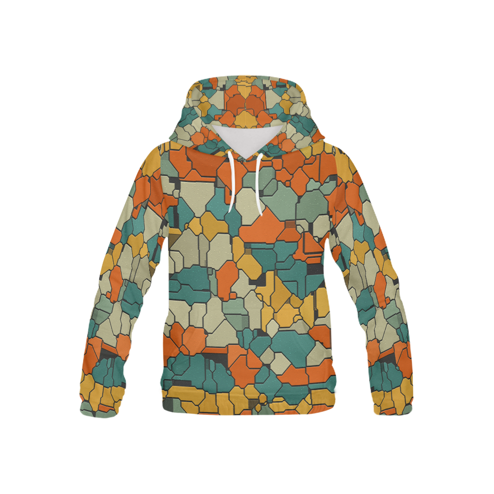 Textured retro shapes All Over Print Hoodie for Kid (USA Size) (Model H13)