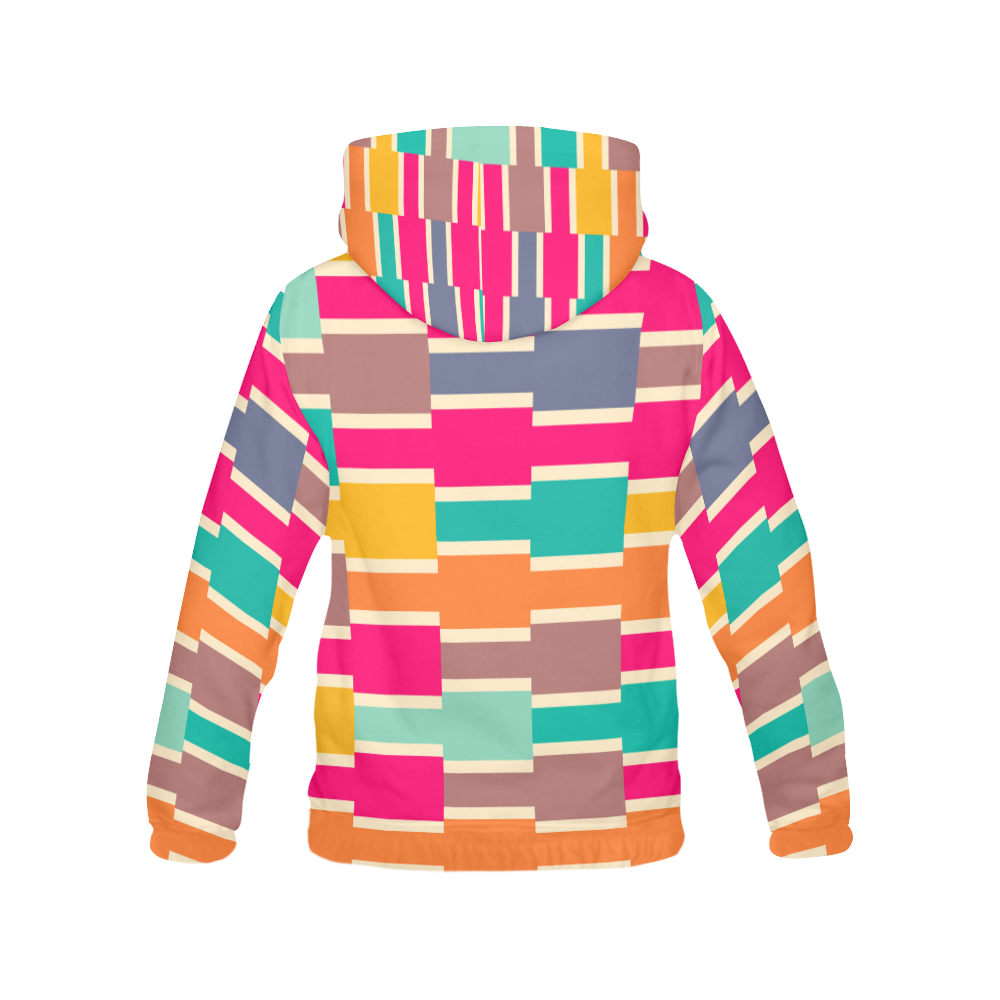 Connected colorful rectangles All Over Print Hoodie for Women (USA Size) (Model H13)