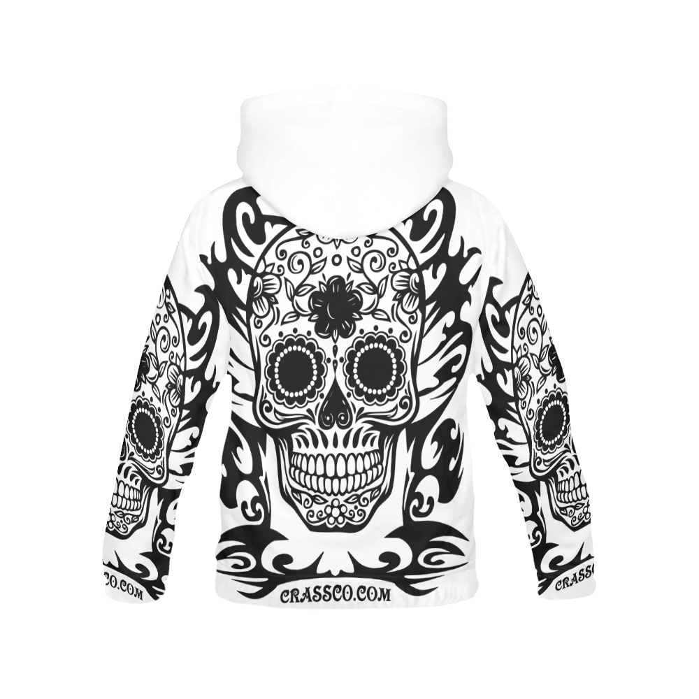 SKULL TRIBAL WHITE All Over Print Hoodie for Men (USA Size) (Model H13)