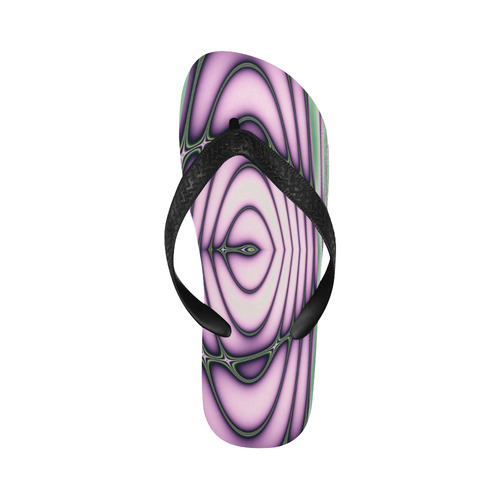 Pink and Green Ripples Fractal Abstract Flip Flops for Men/Women (Model 040)