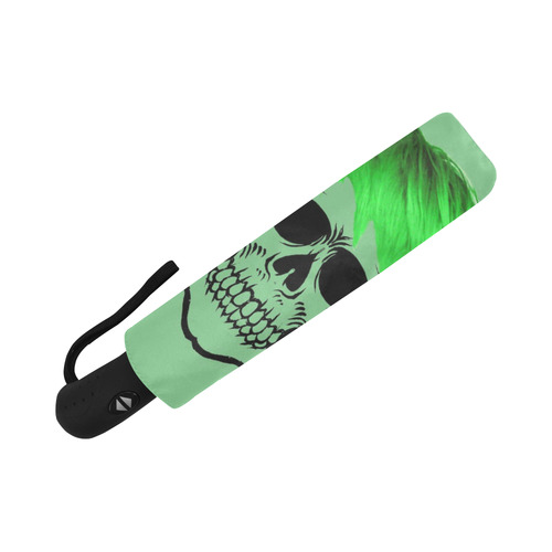 funny Skull, green Auto-Foldable Umbrella (Model U04)