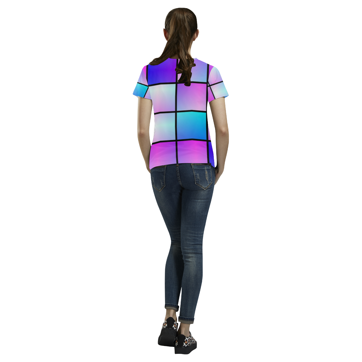 Gradient squares pattern All Over Print T-Shirt for Women (USA Size) (Model T40)