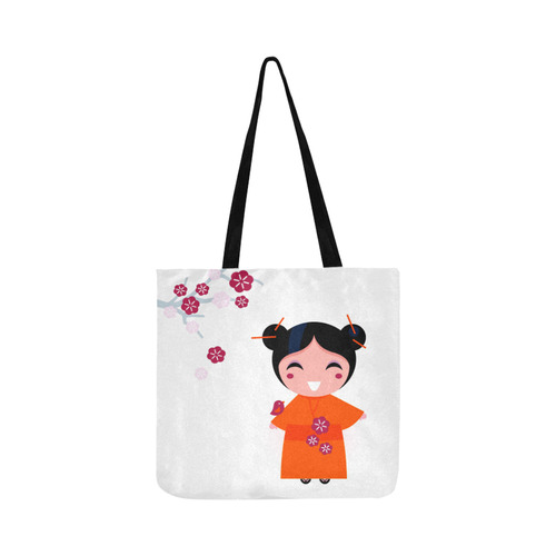Tote bag with little Geisha drawing Reusable Shopping Bag Model 1660 (Two sides)