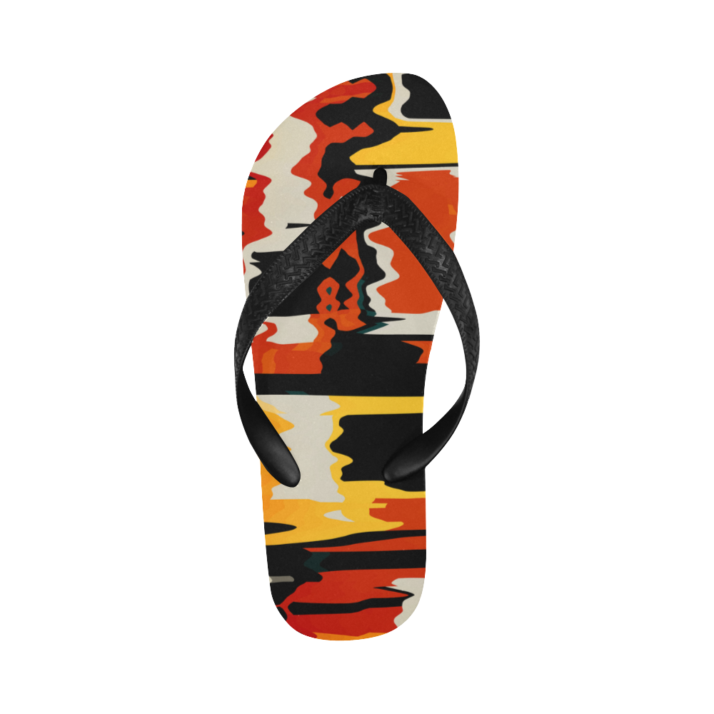 Distorted shapes in retro colors Flip Flops for Men/Women (Model 040)