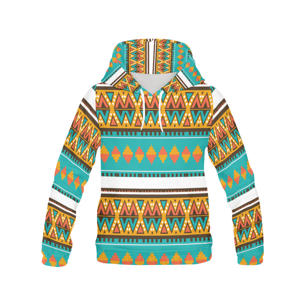 Tribal design in retro colors All Over Print Hoodie for Women (USA Size) (Model H13)