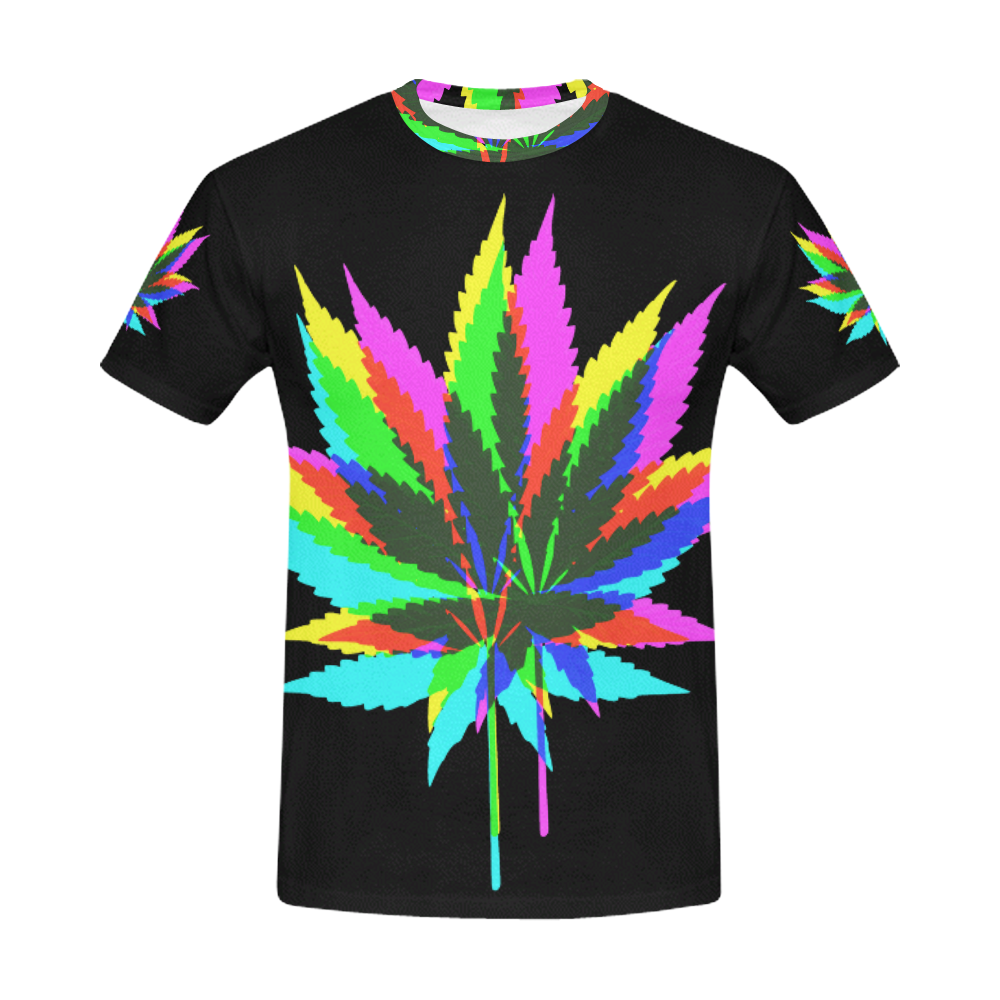 Wild Hemp Leaves - neon colored All Over Print T-Shirt for Men (USA Size) (Model T40)