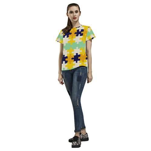 Puzzle pieces All Over Print T-Shirt for Women (USA Size) (Model T40)