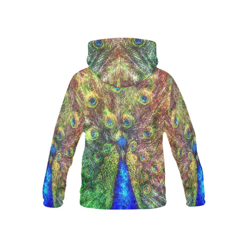 peacock All Over Print Hoodie for Kid (USA Size) (Model H13)