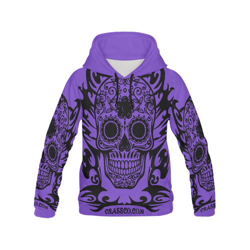 SKULL TRIBAL LILAC All Over Print Hoodie for Men (USA Size) (Model H13)