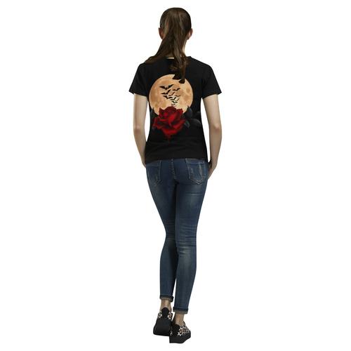 Gothic Full Moon All Over Print T-Shirt for Women (USA Size) (Model T40)