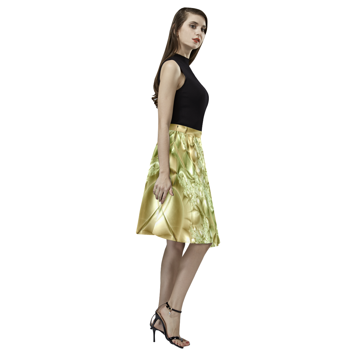Silk Road Melete Pleated Midi Skirt (Model D15)
