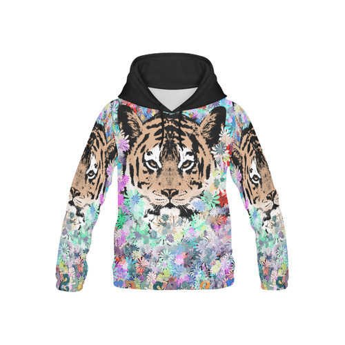 TIGER FLOWERS 2 All Over Print Hoodie for Kid (USA Size) (Model H13)