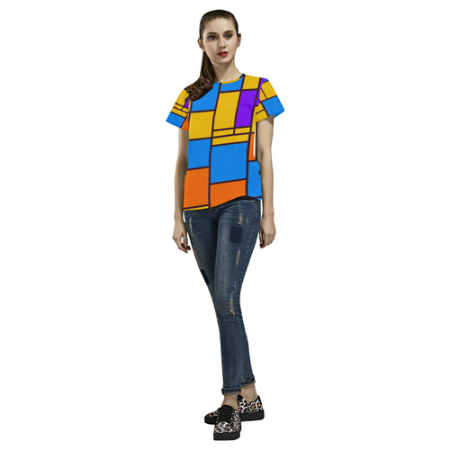 Shapes in retro colors All Over Print T-Shirt for Women (USA Size) (Model T40)