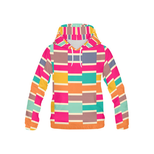Connected colorful rectangles All Over Print Hoodie for Kid (USA Size) (Model H13)