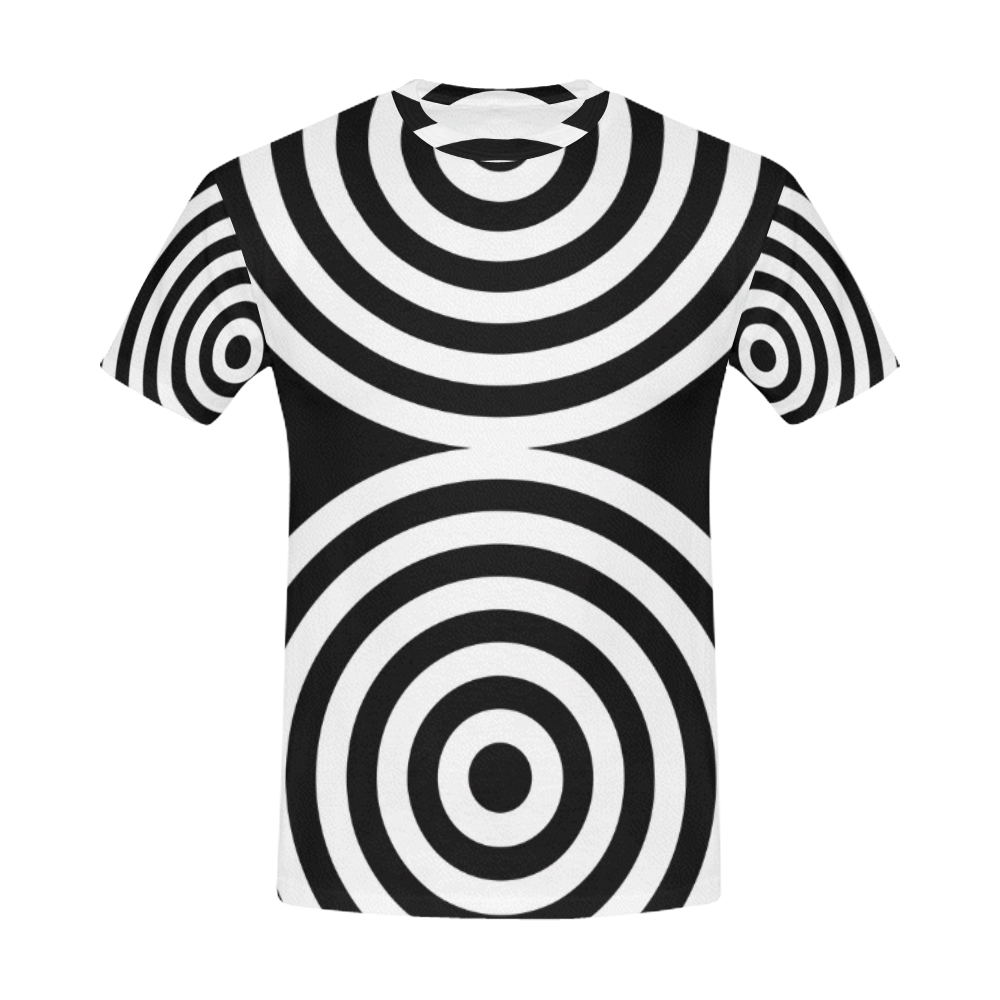 Modern Black Background 2 Targets Rings Cut All Over Print T-Shirt for Men (USA Size) (Model T40)