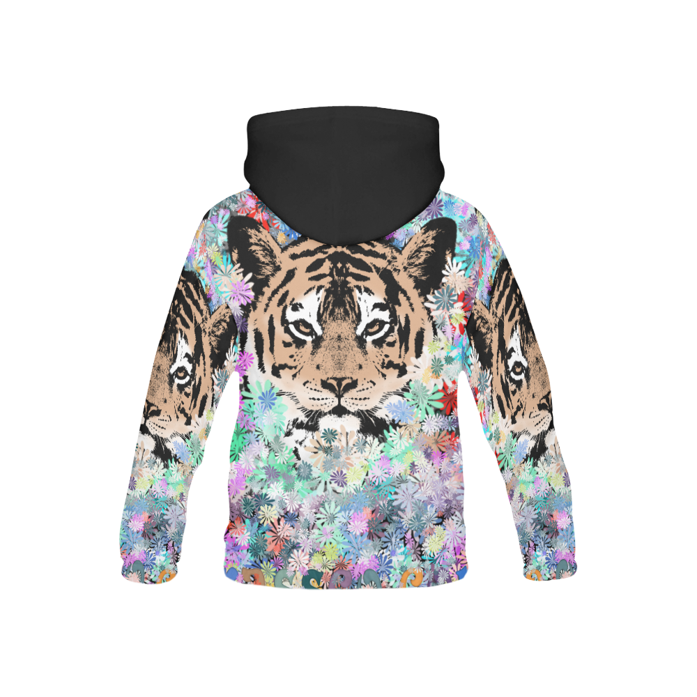 TIGER FLOWERS 2 All Over Print Hoodie for Kid (USA Size) (Model H13)