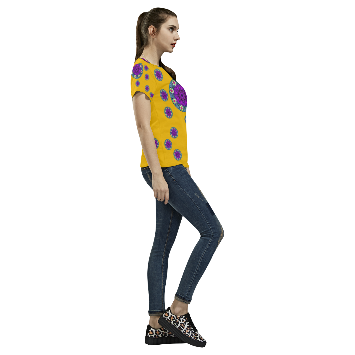 Sweet as candy and yellow All Over Print T-Shirt for Women (USA Size) (Model T40)