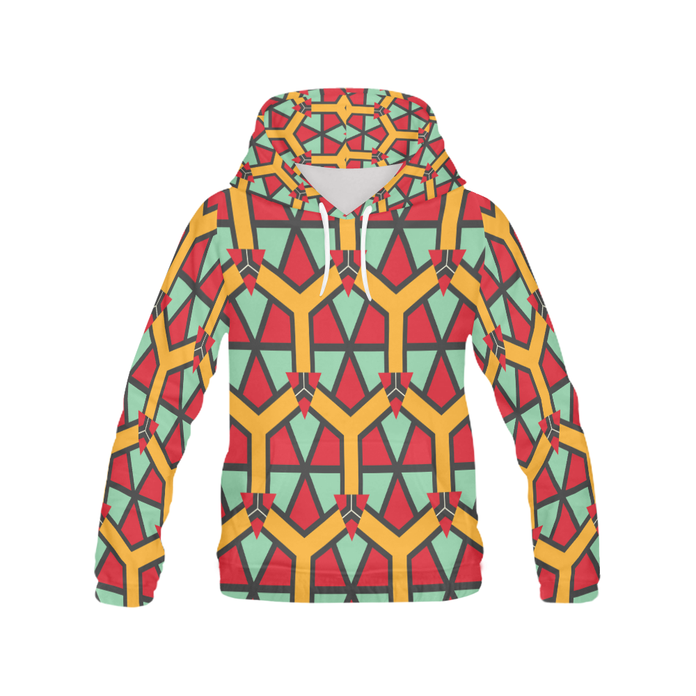Honeycombs triangles and other shapes pattern All Over Print Hoodie for Women (USA Size) (Model H13)