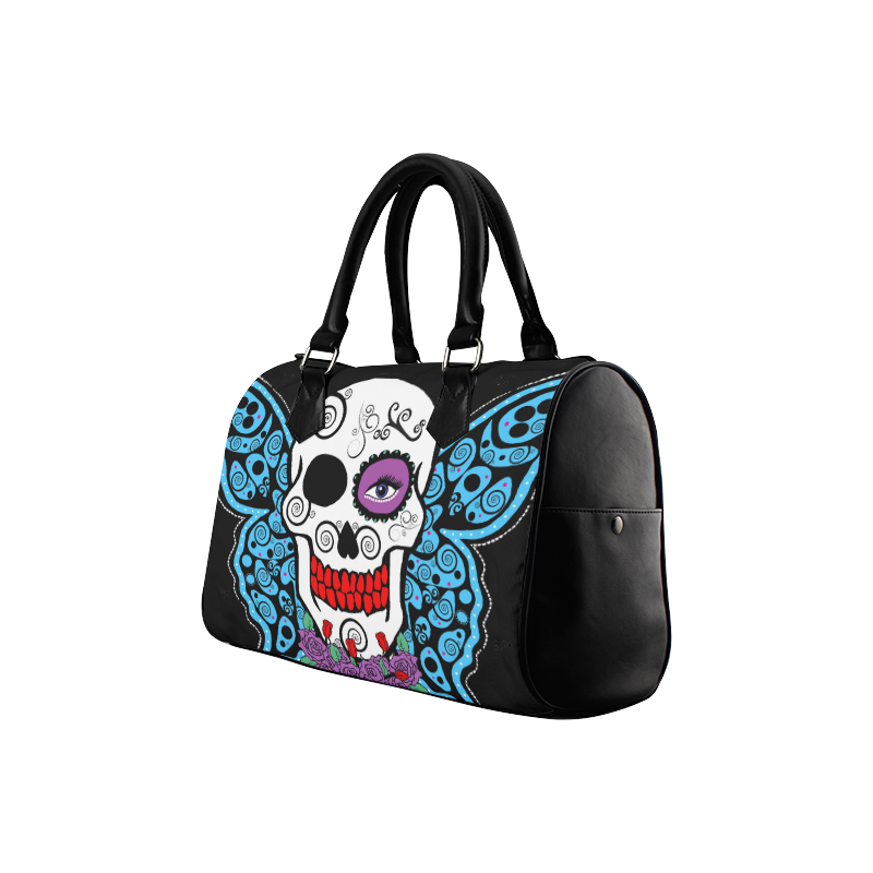 skull and butterfly Boston Handbag (Model 1621) | ID: D1439799