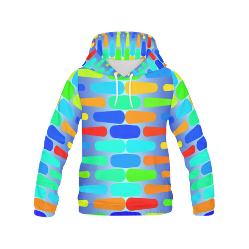 Colorful shapes on a blue background All Over Print Hoodie for Women (USA Size) (Model H13)