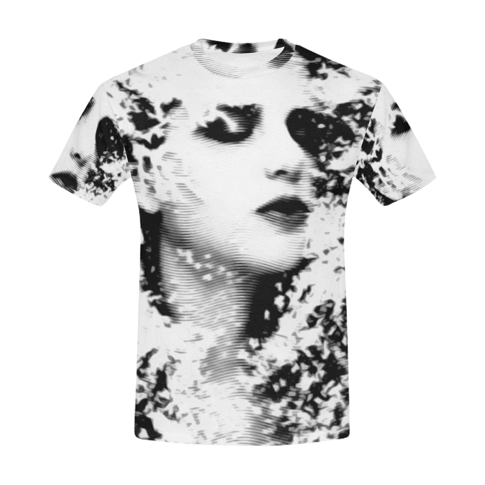 Dreaming Girl - Grunge Style Black White All Over Print T-Shirt for Men (USA Size) (Model T40)