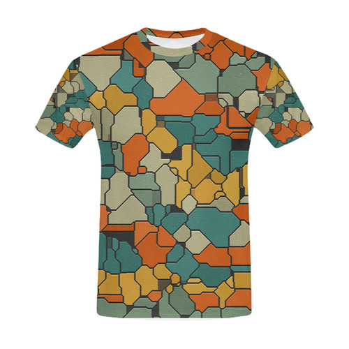 Textured retro shapes All Over Print T-Shirt for Men (USA Size) (Model T40)