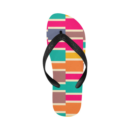 Connected colorful rectangles Flip Flops for Men/Women (Model 040)