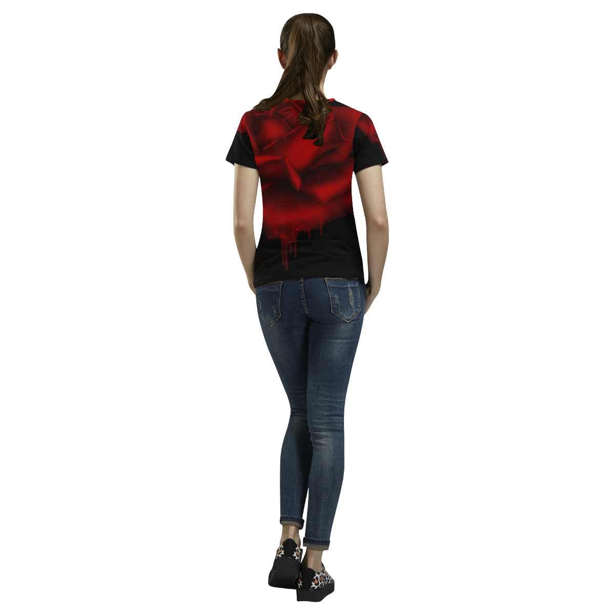 Dark Gothic Rose All Over Print T-Shirt for Women (USA Size) (Model T40)