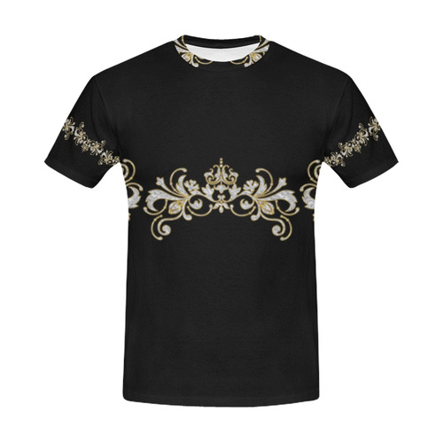 Border - Vintage Ornaments - Gold Silver All Over Print T-Shirt for Men (USA Size) (Model T40)