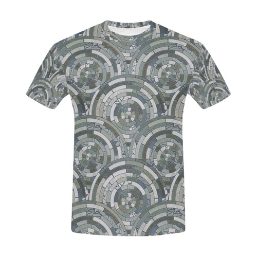 Stones Round Mosaic Pattern - grey All Over Print T-Shirt for Men (USA Size) (Model T40)