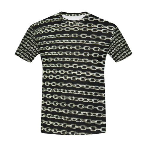 SILVER METAL CHAINS mirrored - Black Background All Over Print T-Shirt for Men (USA Size) (Model T40)