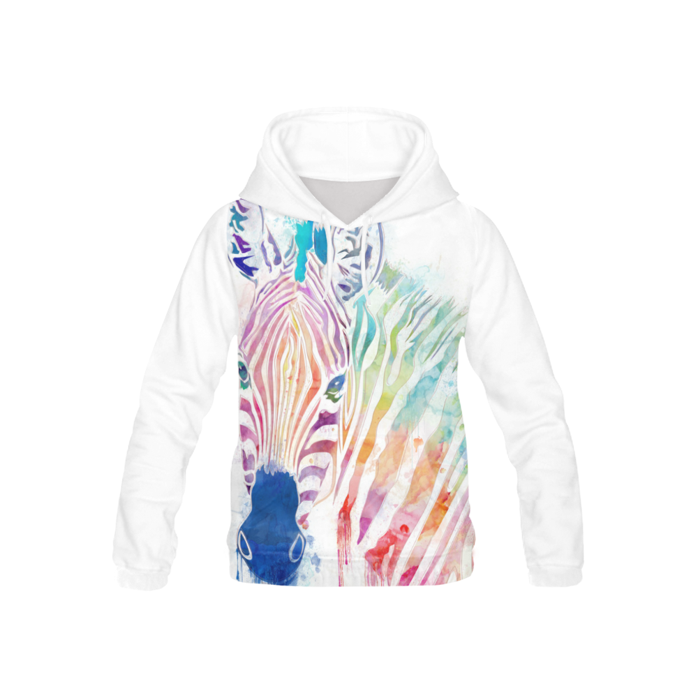 watercolor rainbow zebra All Over Print Hoodie for Kid (USA Size) (Model H13)