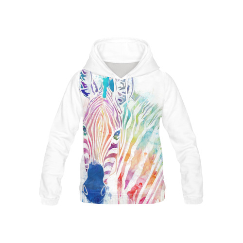 watercolor rainbow zebra All Over Print Hoodie for Kid (USA Size) (Model H13)