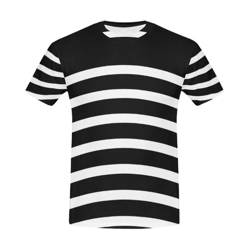 Modern Black Background Arch Stripes Cut All Over Print T-Shirt for Men (USA Size) (Model T40)