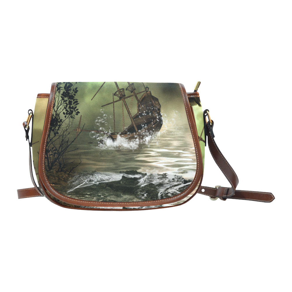 Ship wreck in the night Saddle Bag/Small (Model 1649) Full Customization