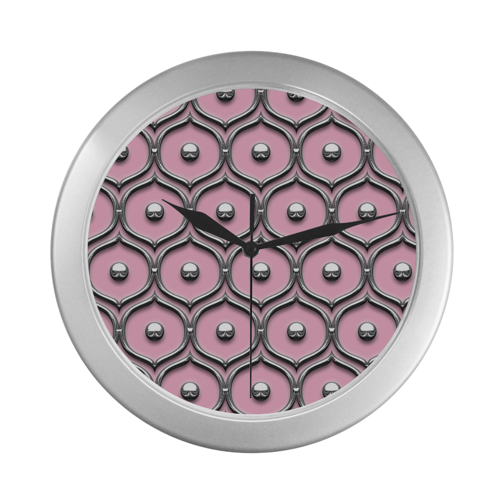 Pink and Chrome Silver Color Wall Clock