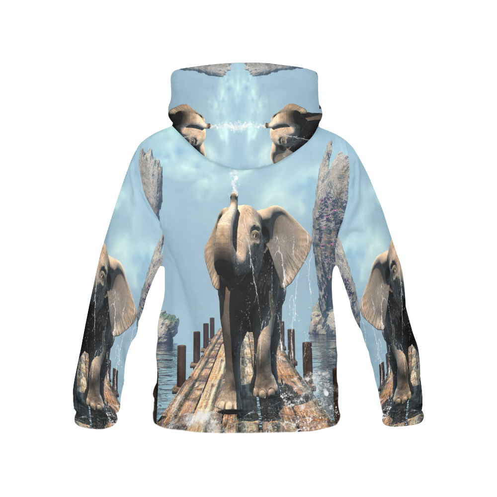 Elephant on a jetty All Over Print Hoodie for Men (USA Size) (Model H13)