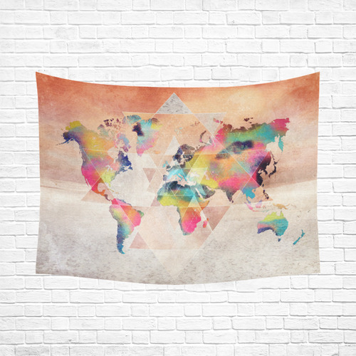 world map Cotton Linen Wall Tapestry 80"x 60"