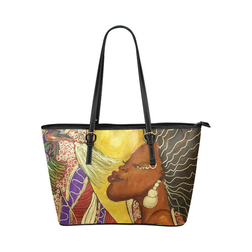 African Angel Totebag by Debra Brewer Art Leather Tote Bag/Small (Model 1651)